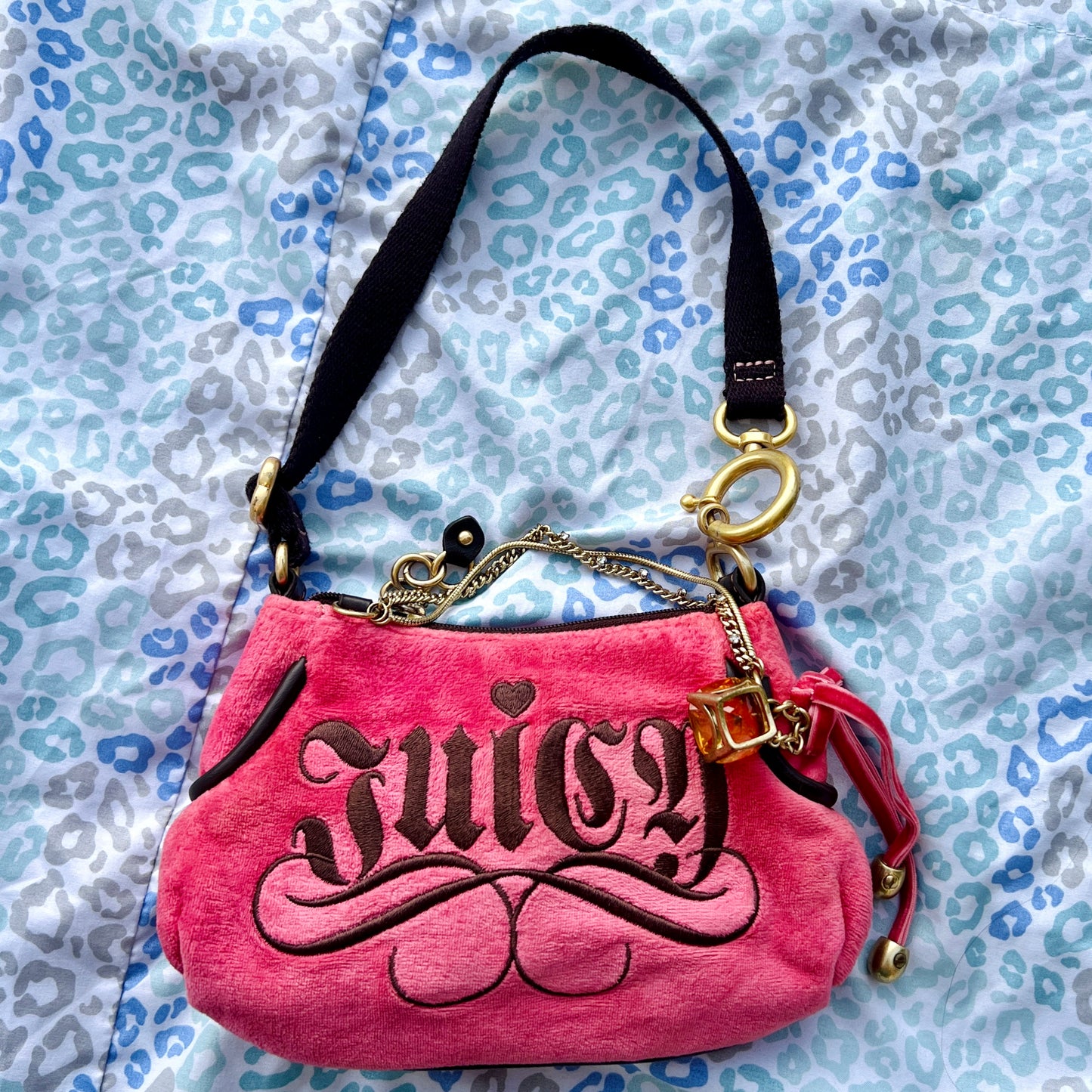 Vintage Rare Pink Juicy Couture Purse Mini Bag Clutch Handbag Y2K Velour Mcbling