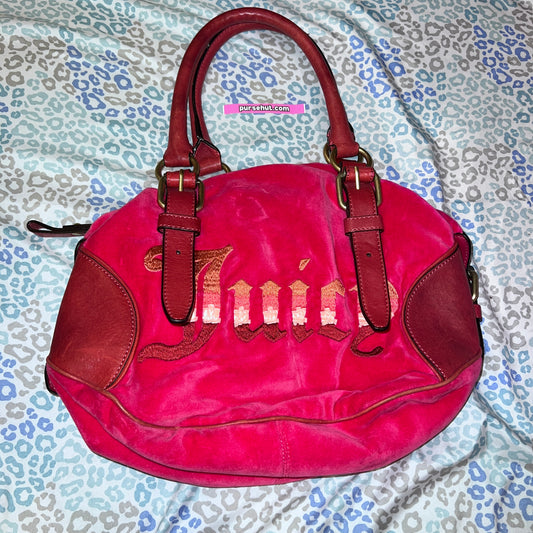 Vintage Rare Hot Pink Juicy Couture Purse Bag Satchel Handbag Velour Y2K