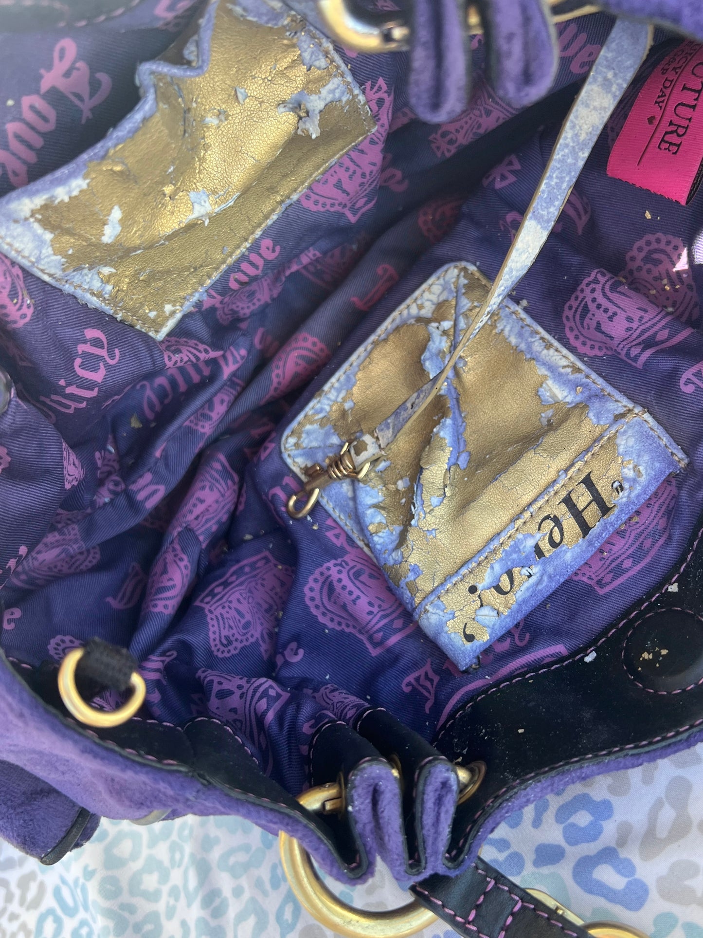 Vintage Purple Pink Juicy Couture Purse Handbag Satchel Velvet Bag Custom Dyed