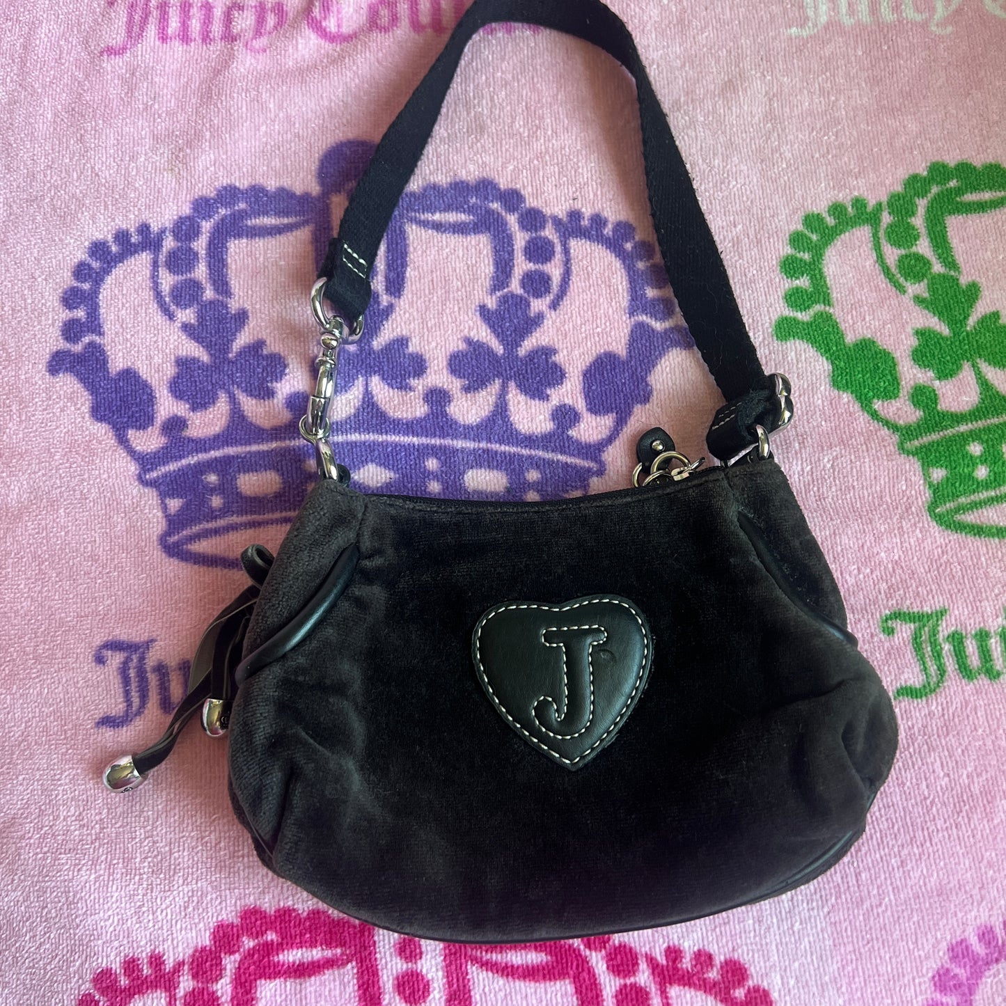 Vintage Black Juicy Couture Purse Mini Bag Handbag Velour Y2K