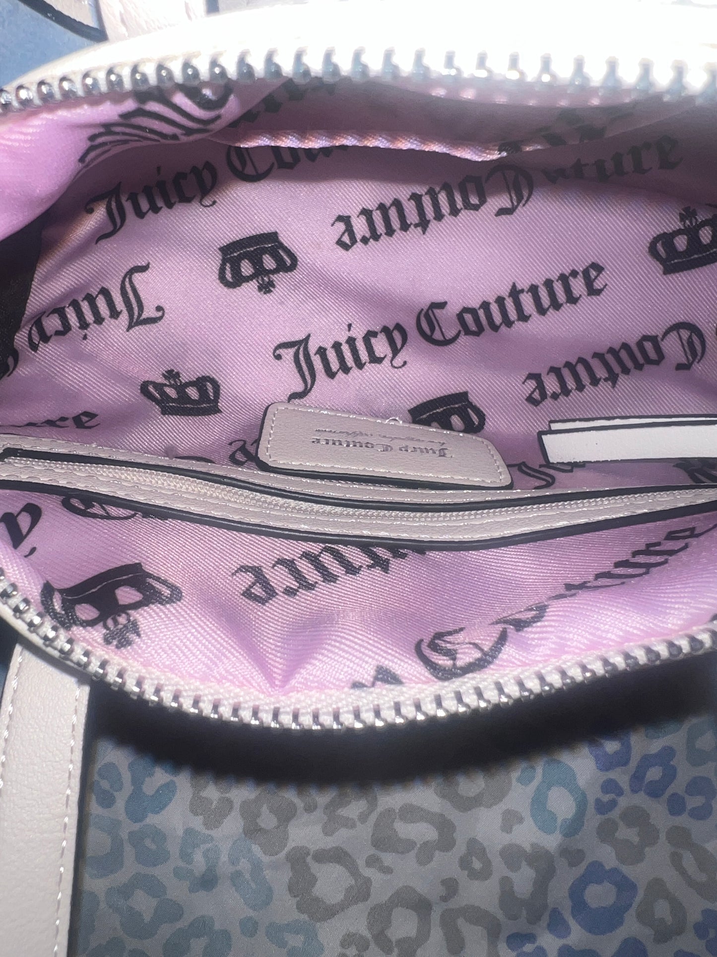 New Blue Choose Juicy Couture Purse Study In Style Barrel Bag Patch Work Velour