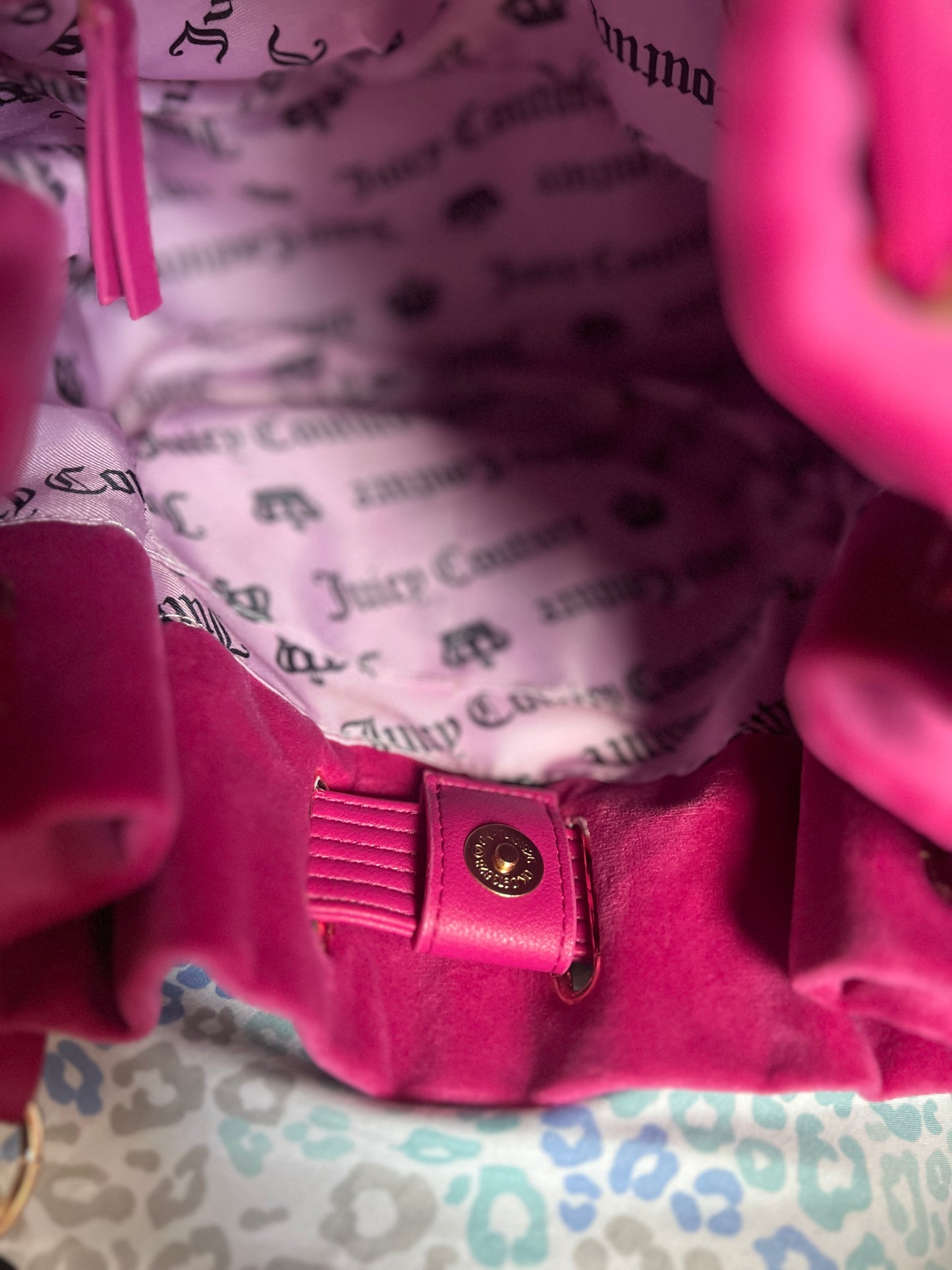 New Pink Juicy Couture Purse Satchel Bag Handbag Velour Sparkle Royal Tote