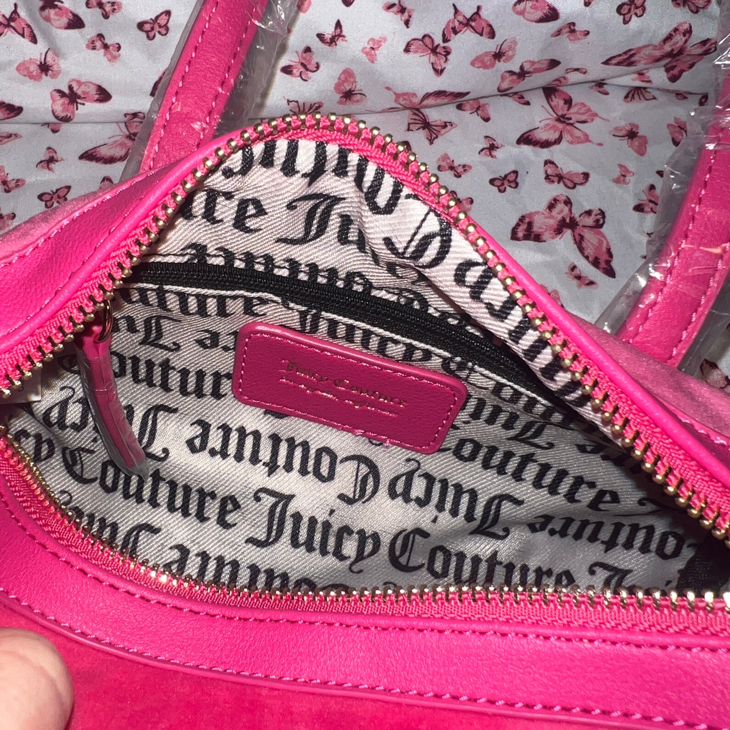 New Pink Juicy Couture Purse Barrel Bag Velour Crossbody Y2K MSRP $99