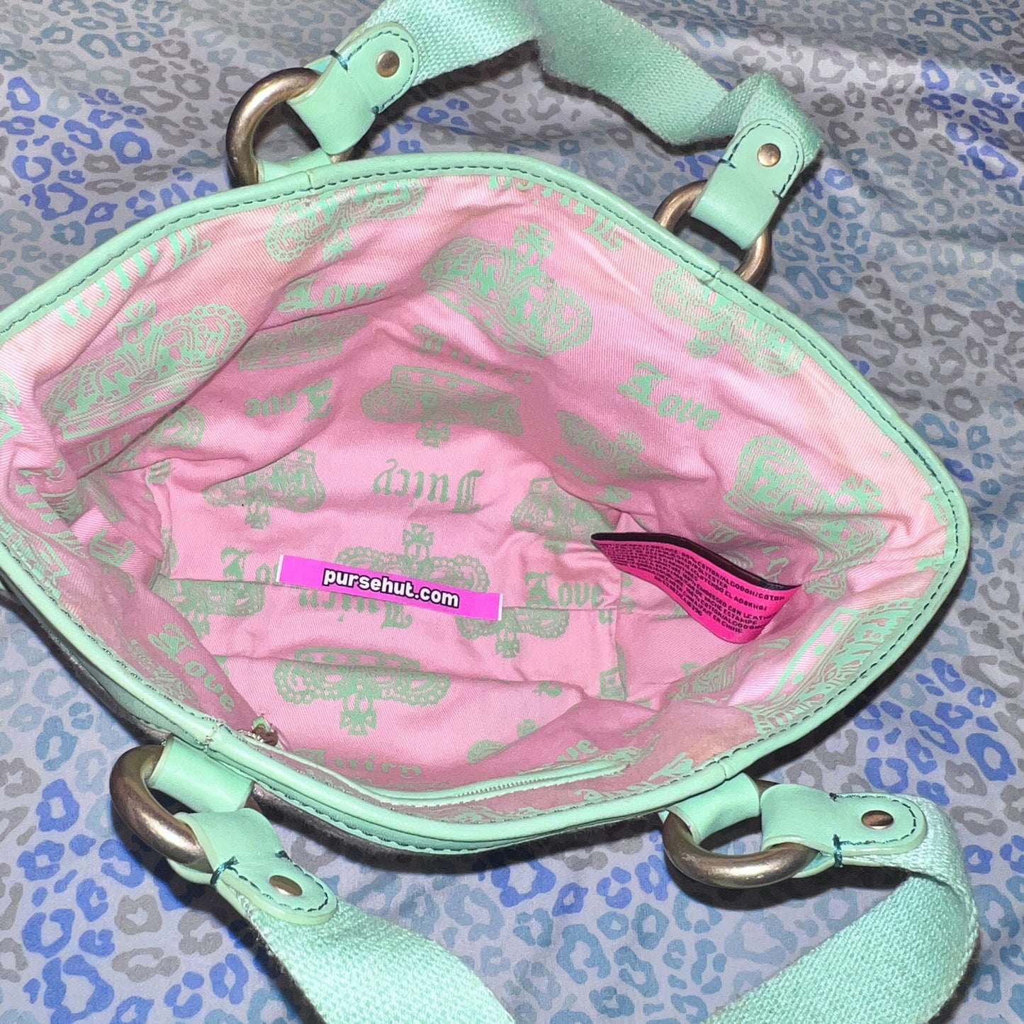 Vintage Rare Green Pink Juicy Couture Purse Handbag Bag Terry - Juicy Girls Rule