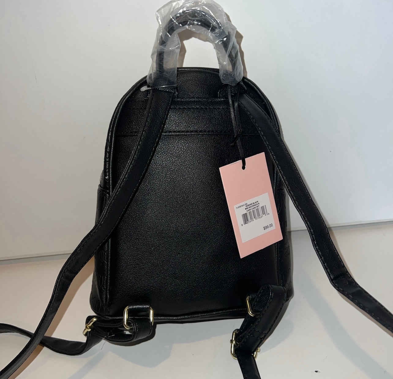 New Black Juicy Couture Mini Backpack Purse + Wallet NWT Bag MSRP $99 Embossed