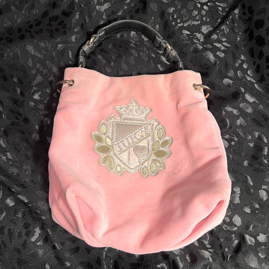 Vintage Pink Juicy Couture Purse Satchel Bag Handbag Y2K Velour