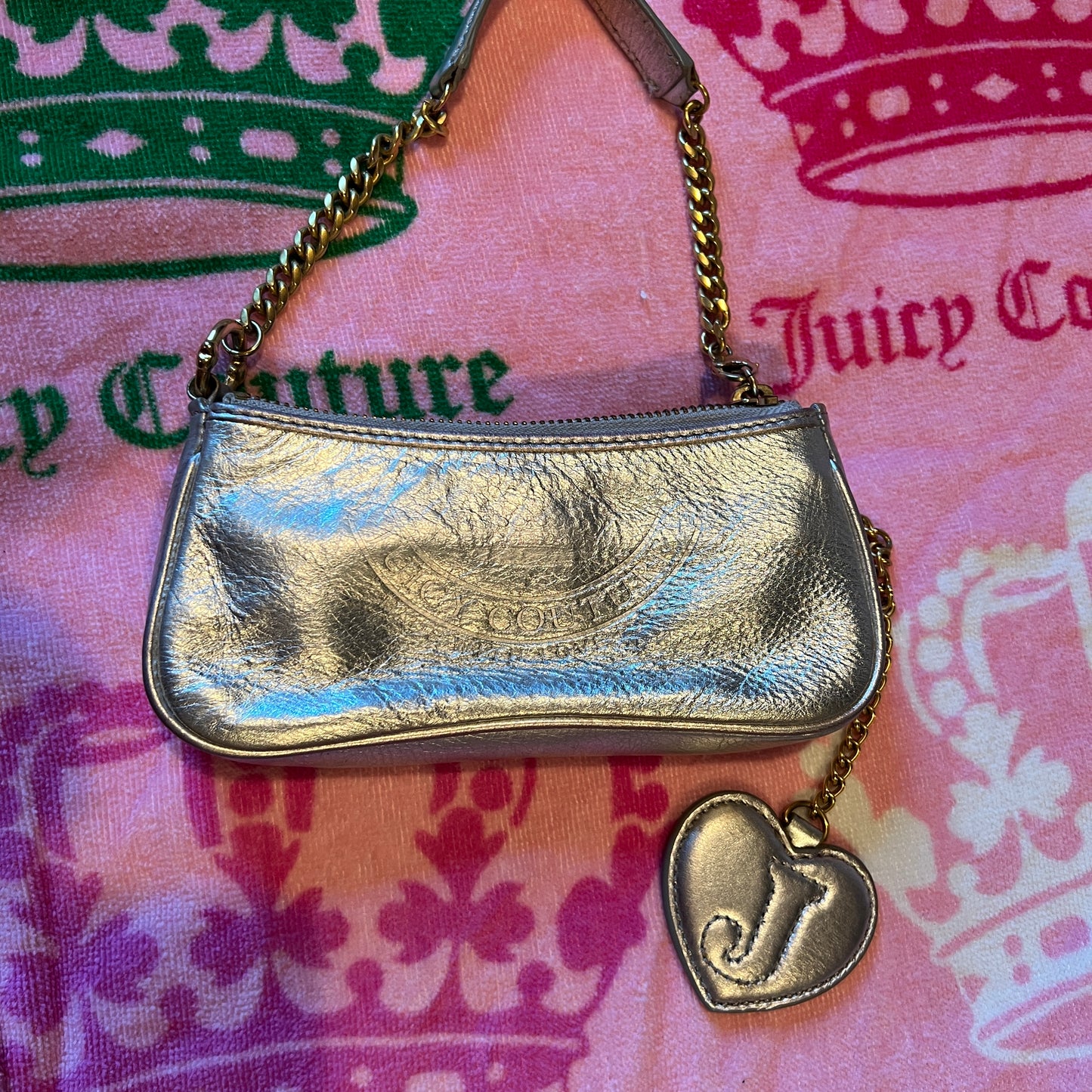 Rare Vintage Silver Juicy Couture Mini Bag Purse Handbag Y2K 2005 Coin Purse