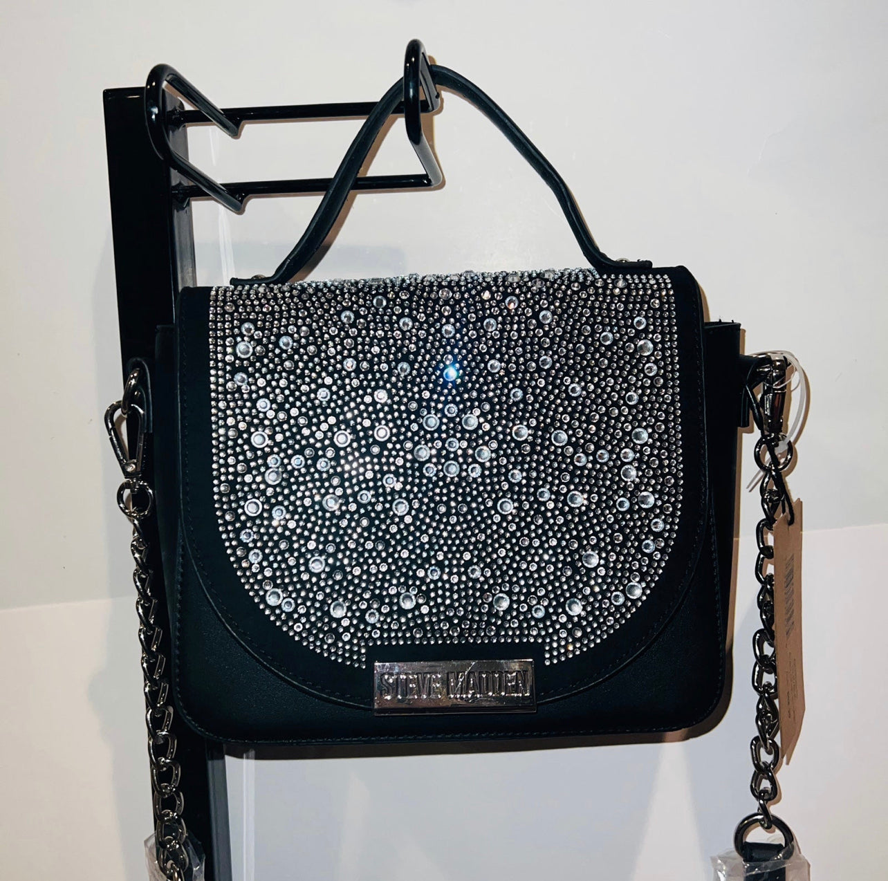 New Black Rhinestone Steve Madden purse