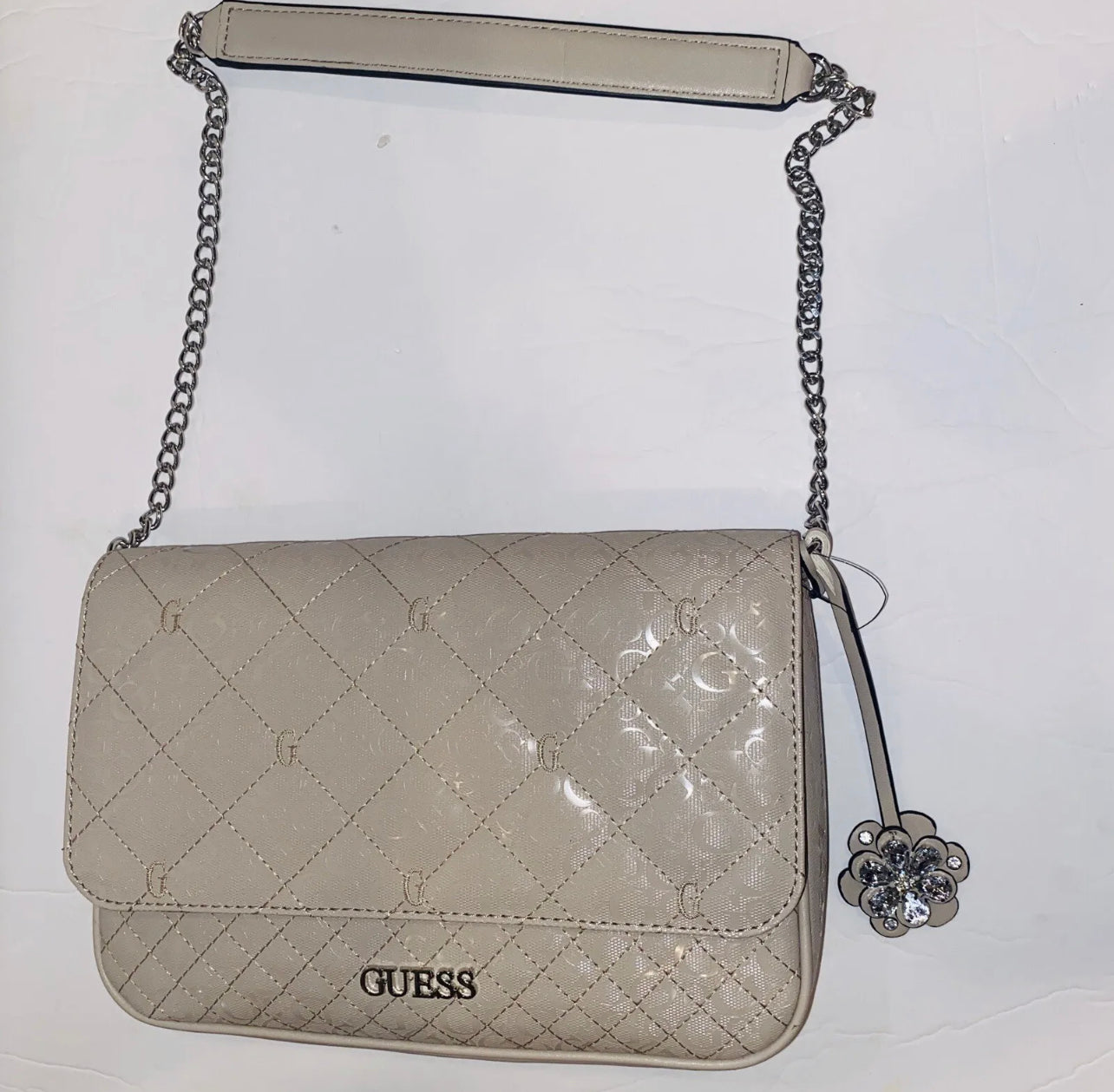 New Beige Gold Guess Crossbody Bag Purse Satchel Stone Gretna FF820921 NWT