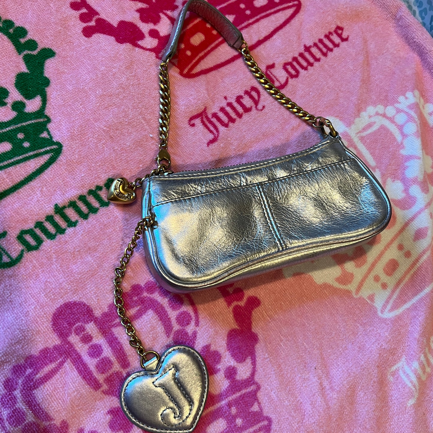 Rare Vintage Silver Juicy Couture Mini Bag Purse Handbag Y2K 2005 Coin Purse