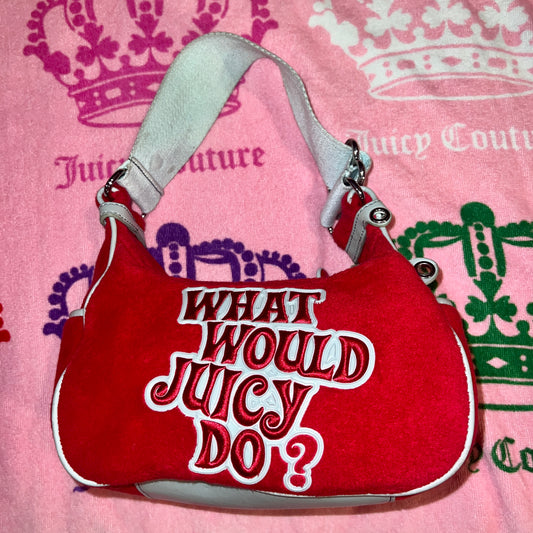 Vintage Red Juicy Couture Purse Bag Handbag Terry Cloth - What Would Juicy Do?