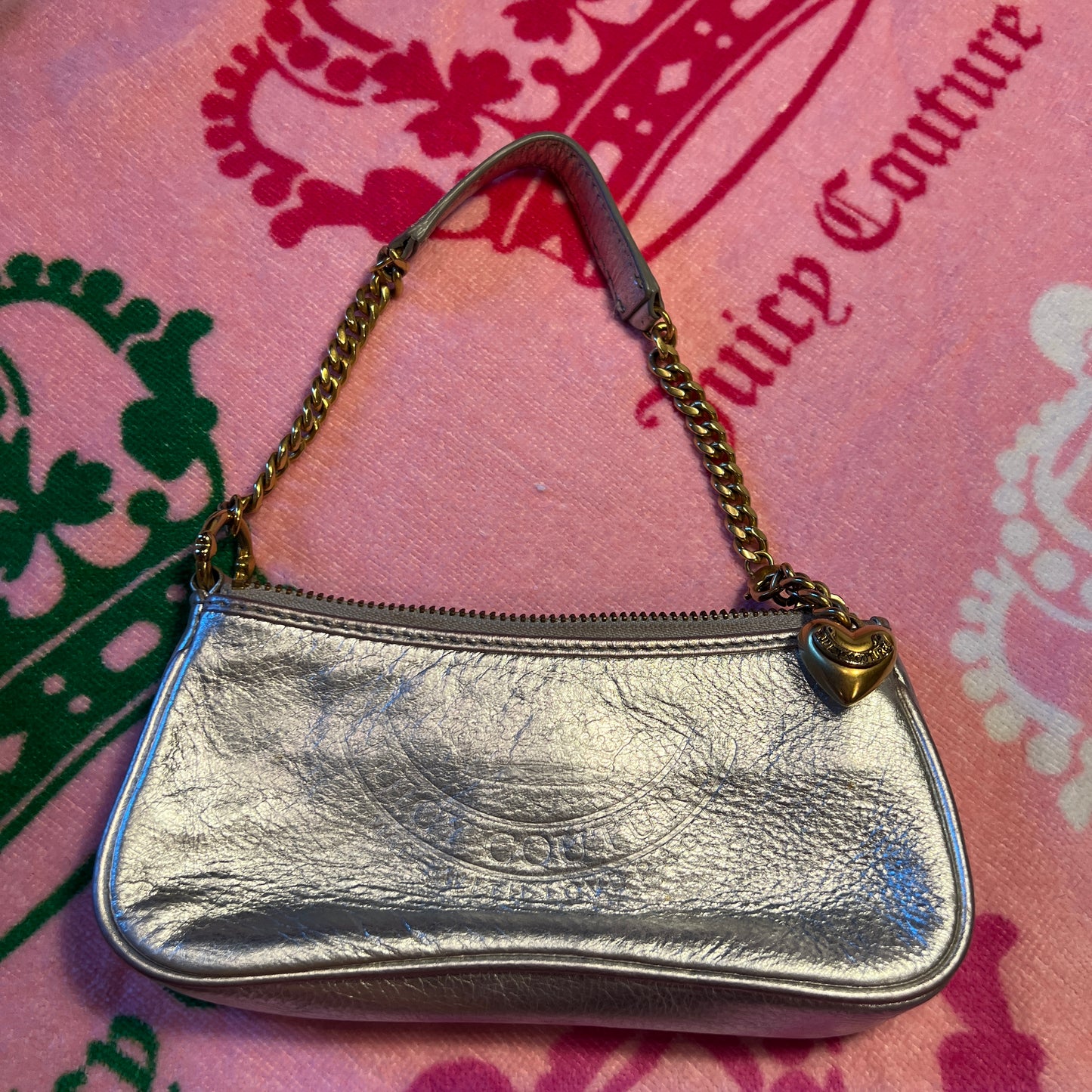 Rare Vintage Silver Juicy Couture Mini Bag Purse Handbag Y2K 2005 Coin Purse