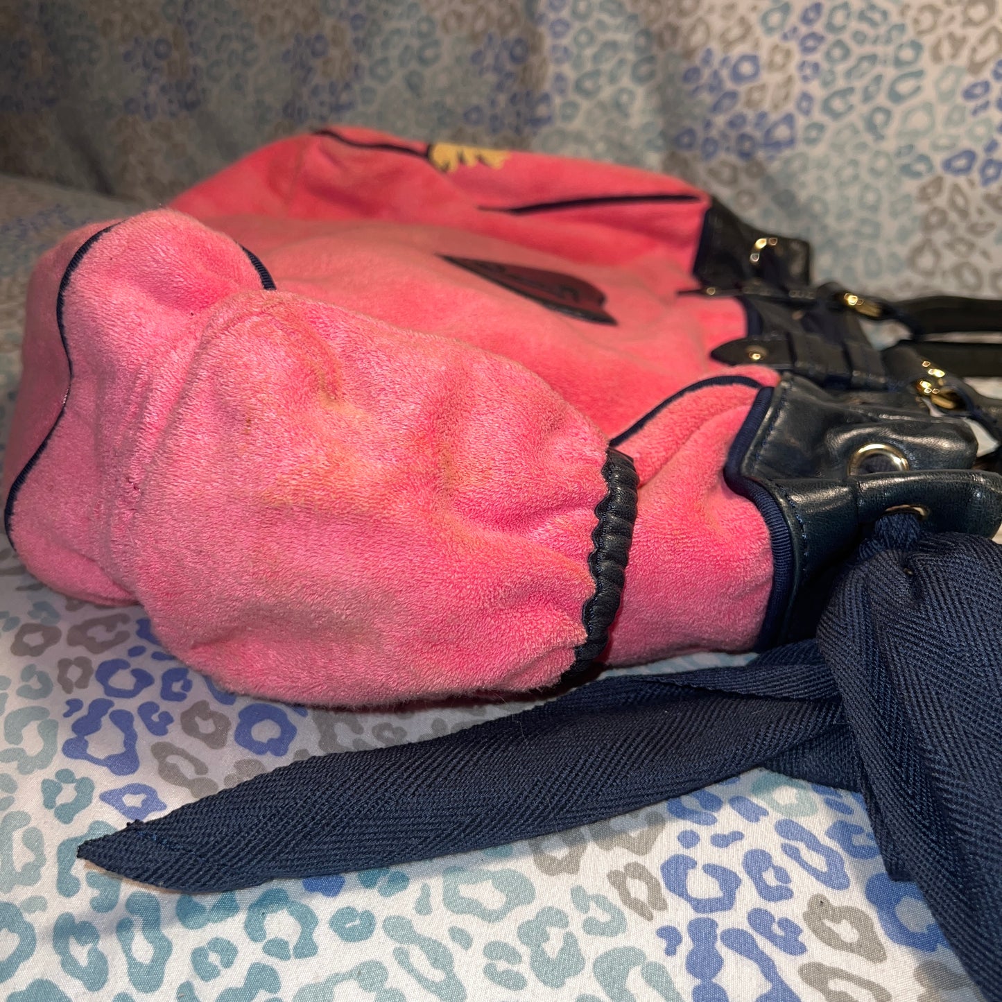 Vintage Pink Juicy Couture Tote Bag Purse Handbag Daydreamer Terry Cloth Floral