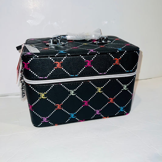 New Black Juicy Couture Train Travel Bag Cosmetic Case Rainbow