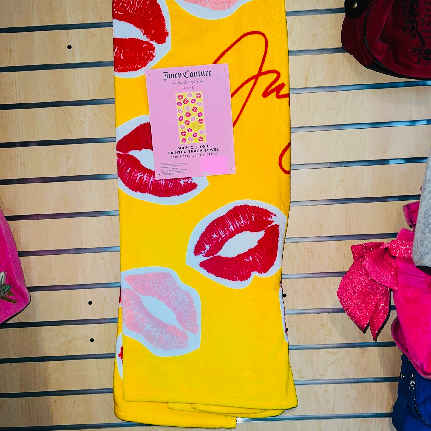 Juicy Couture Lips Kisses Beach Towel Los Angeles Home Beach Towel 36“ x 68“ NEW