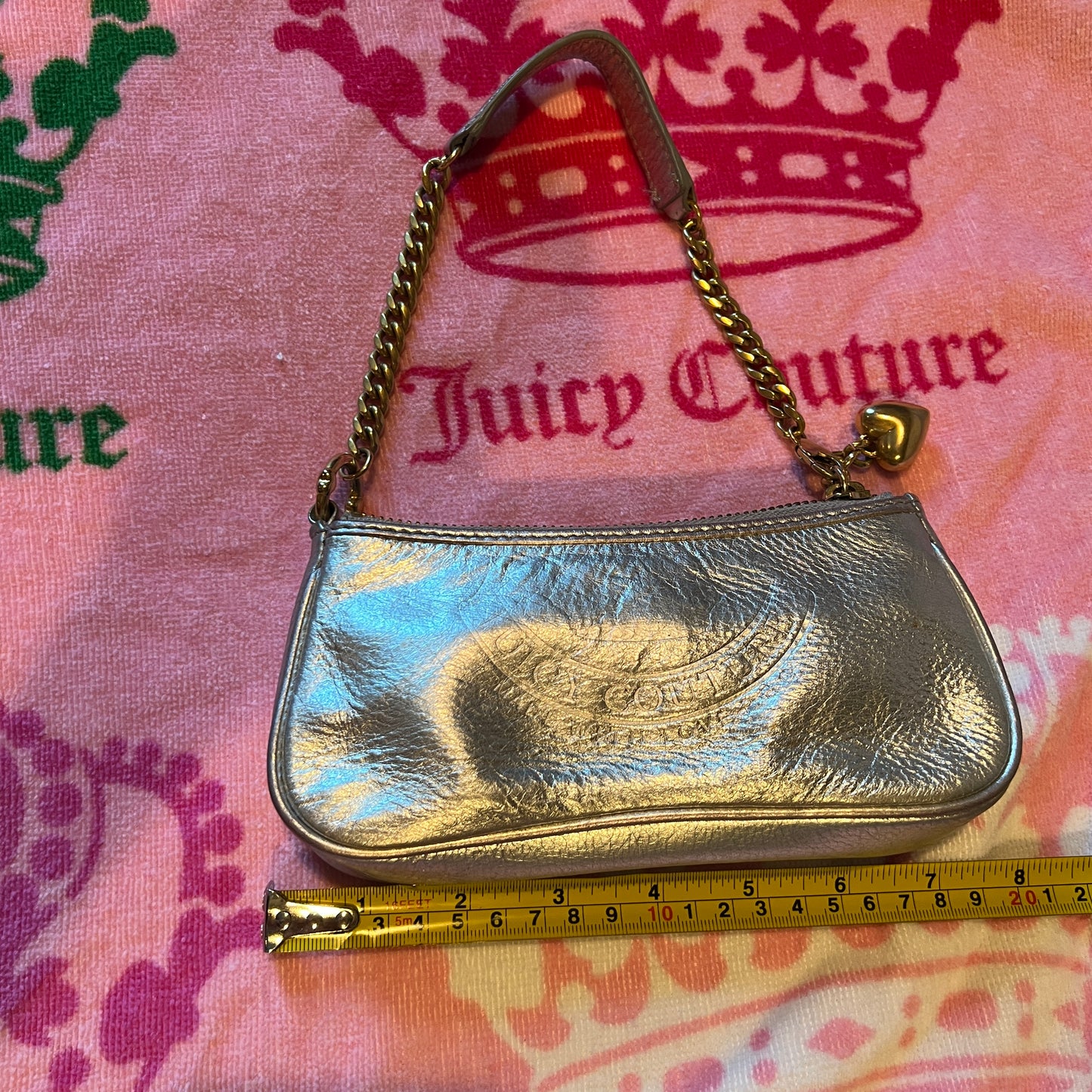 Rare Vintage Silver Juicy Couture Mini Bag Purse Handbag Y2K 2005 Coin Purse