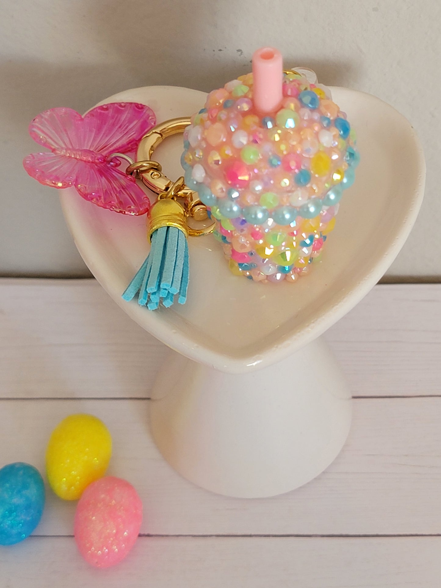 Spring Easter Rhinestone Keychain