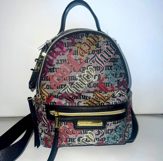 New Juicy Couture mini backpack black beige multi purse MSRP $99 NWT