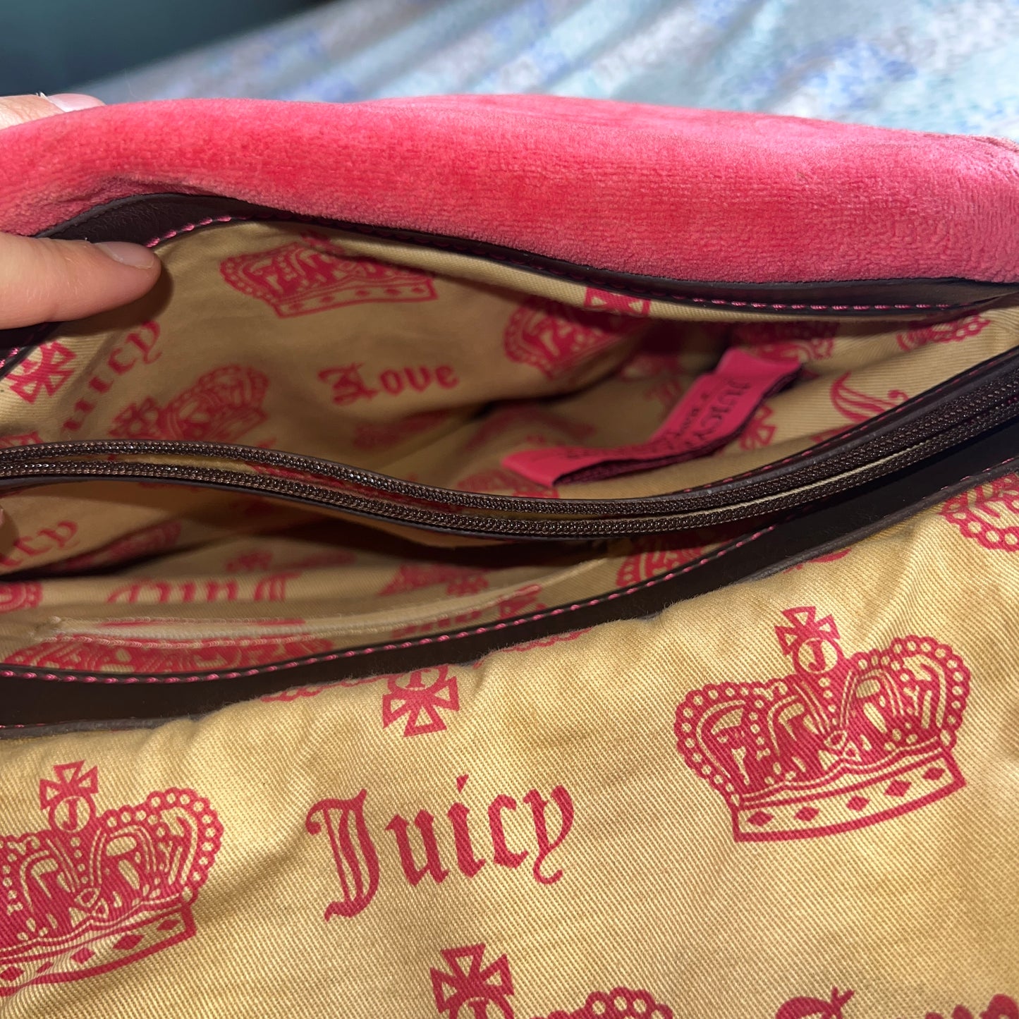 Vintage Pink Juicy Couture Messenger Bag Purse Handbag Velour Juicy Girls Club