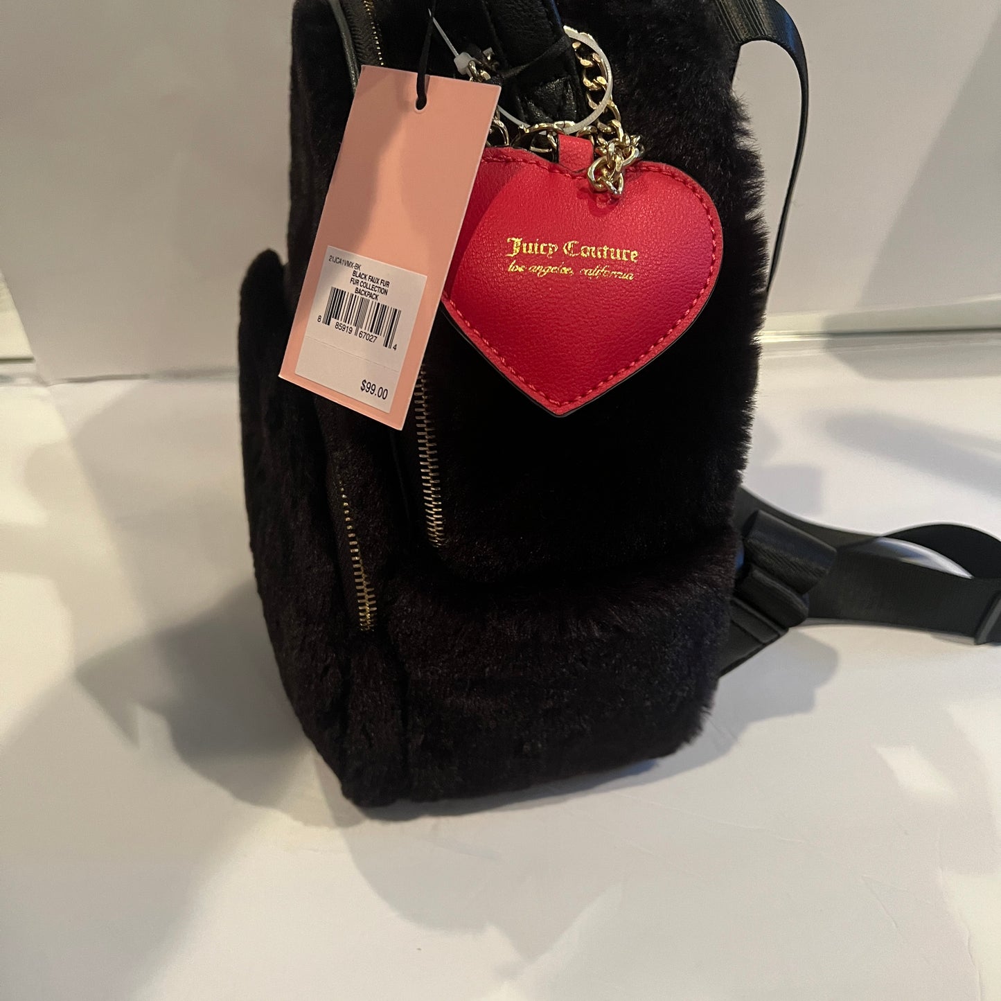 New Black Fluffy Juicy Couture Purse Backpack