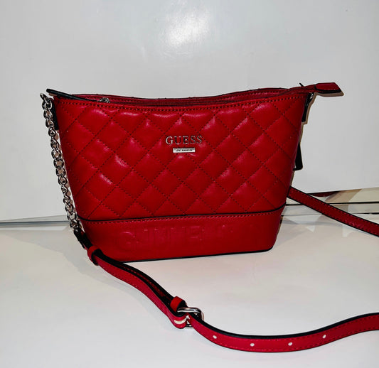 New Red GUESS Crossbody Purse shoulder bag Tote springer LE794114 quilted NWT