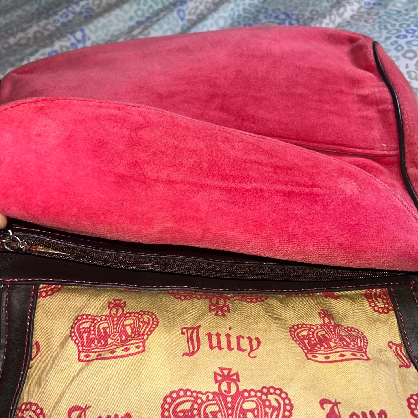 Vintage Pink Juicy Couture Messenger Bag Purse Handbag Velour Juicy Girls Club