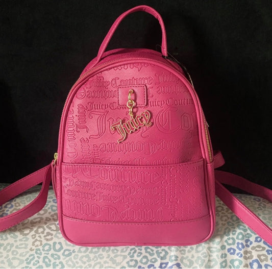 New Pink Juicy Couture Backpack Purse Love Lock Embossed Raspberry Tart MSRP $89