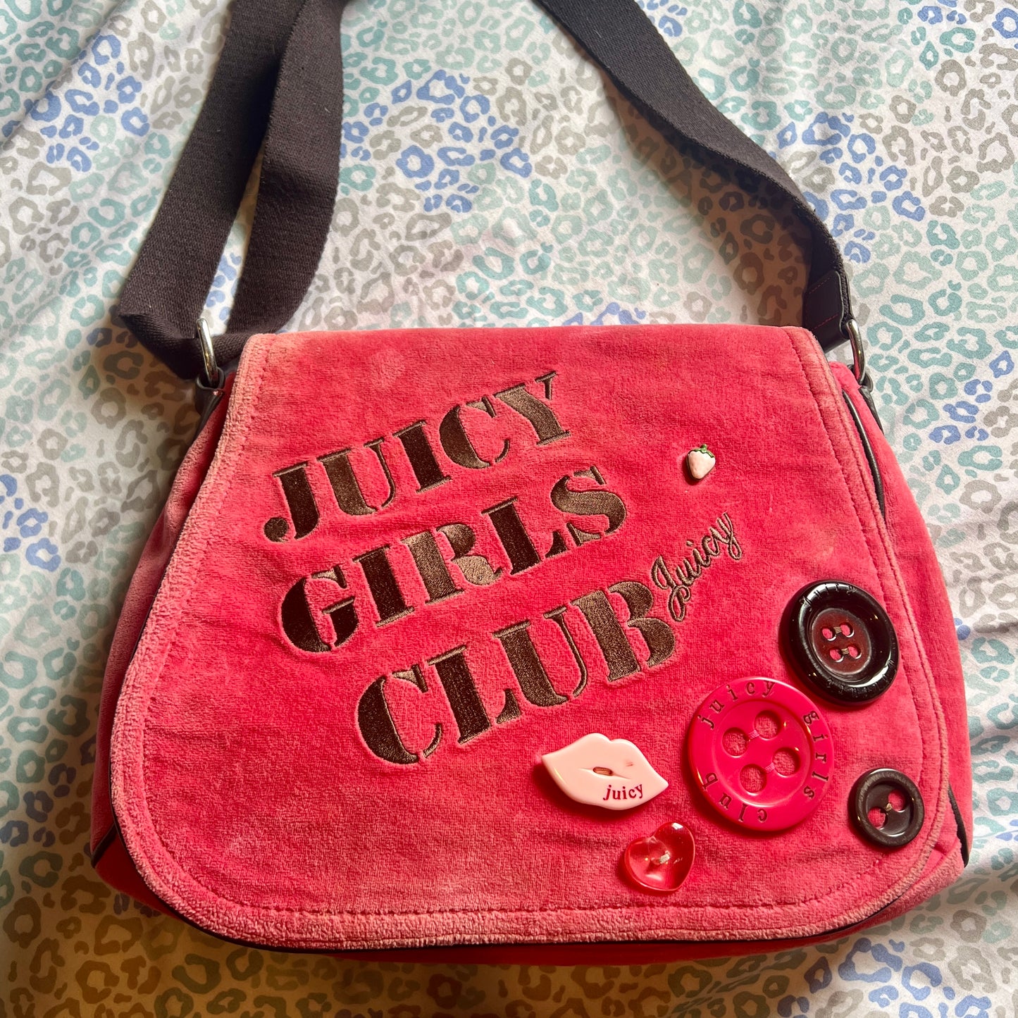 Vintage Pink Juicy Couture Messenger Bag Purse Handbag Velour Juicy Girls Club