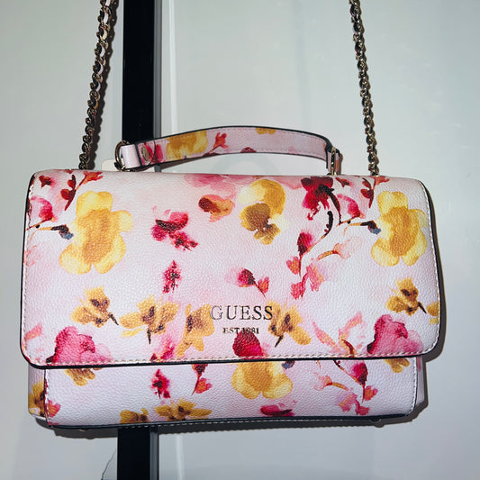 New Pink GUESS Purse Bag Satchel Flower Tote Handbag NWT Floral Fantine FG854521